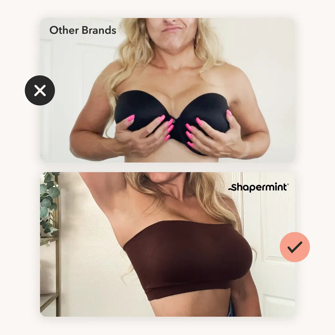 Shapermint Truekind Convertible Strapless Bandeau Bra with Wireless Comfort, Anti-Slip Grip & Removable Straps Fit Outfits Fabric Soft
