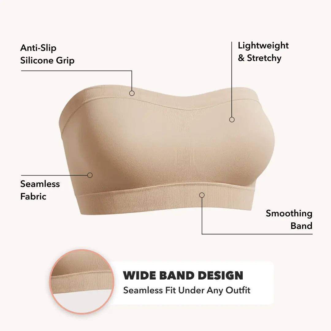 Shapermint Truekind Convertible Strapless Bandeau Bra with Wireless Comfort, Anti-Slip Grip & Removable Straps Fit Outfits Fabric Soft