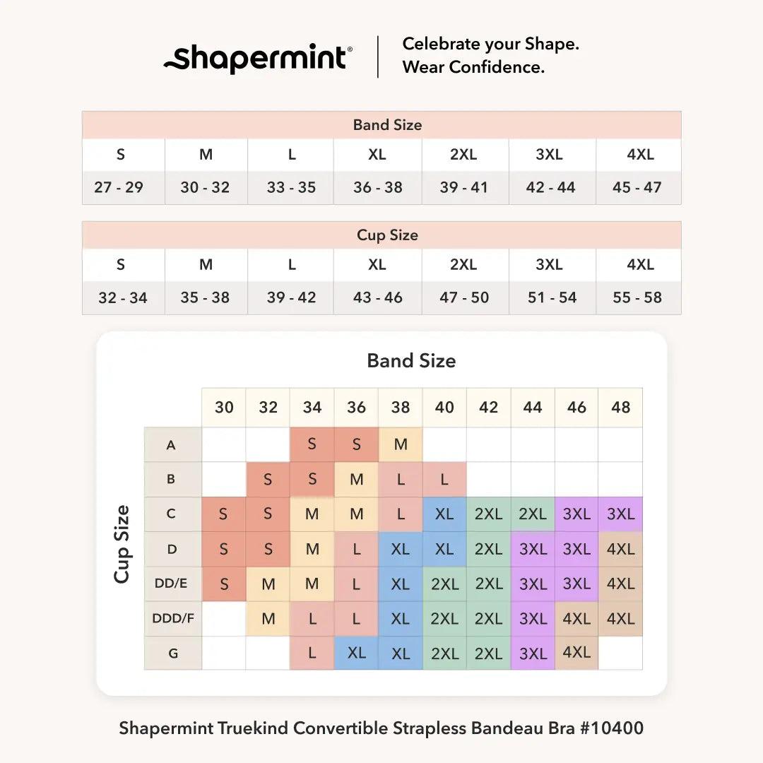 Shapermint Truekind Convertible Strapless Bandeau Bra with Wireless Comfort, Anti-Slip Grip & Removable Straps Fit Outfits Fabric Soft