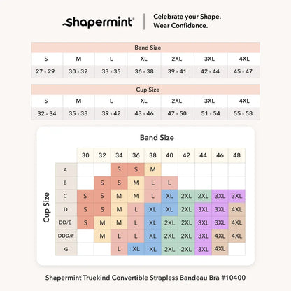 Shapermint Truekind Convertible Strapless Bandeau Bra with Wireless Comfort, Anti-Slip Grip & Removable Straps Fit Outfits Fabric Soft