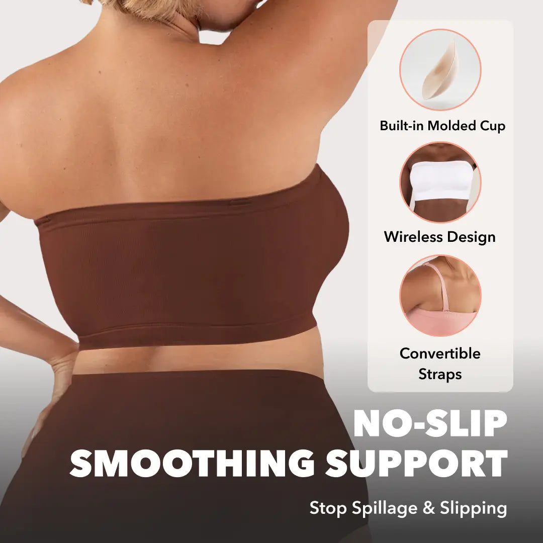 Shapermint Truekind Convertible Strapless Bandeau Bra with Wireless Comfort, Anti-Slip Grip & Removable Straps Fit Outfits Fabric Soft
