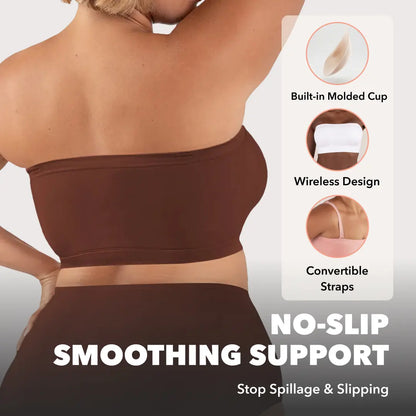 Shapermint Truekind Convertible Strapless Bandeau Bra with Wireless Comfort, Anti-Slip Grip & Removable Straps Fit Outfits Fabric Soft