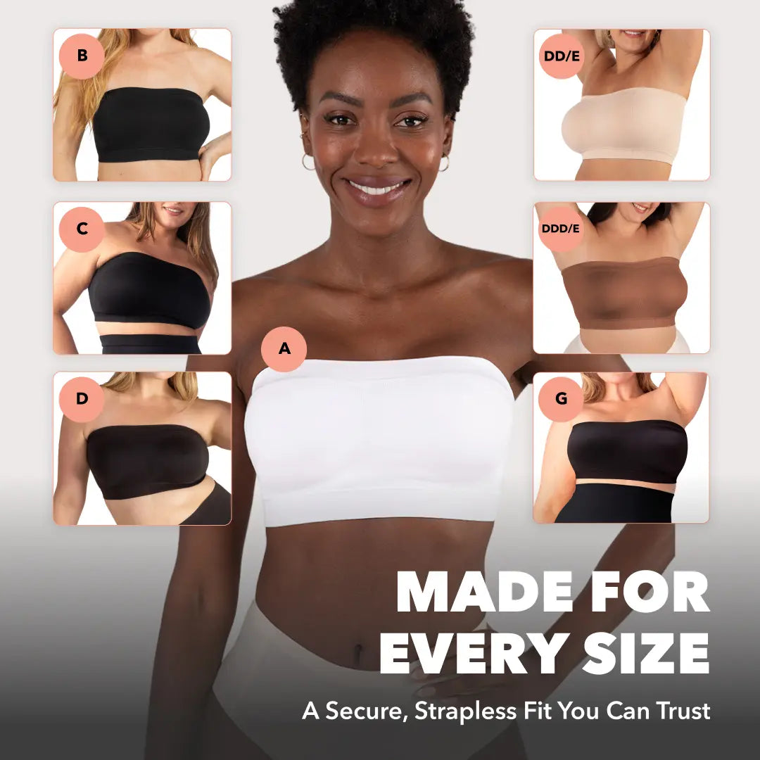 Shapermint Truekind Convertible Strapless Bandeau Bra with Wireless Comfort, Anti-Slip Grip & Removable Straps Fit Outfits Fabric Soft