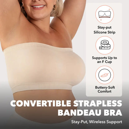 Shapermint Truekind Convertible Strapless Bandeau Bra with Wireless Comfort, Anti-Slip Grip & Removable Straps Fit Outfits Fabric Soft